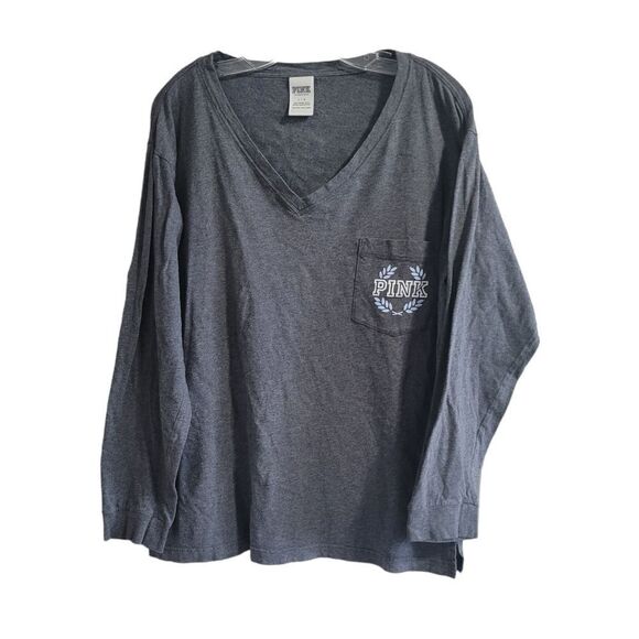 PINK long sleeve grey shirt - Picture 1 of 3